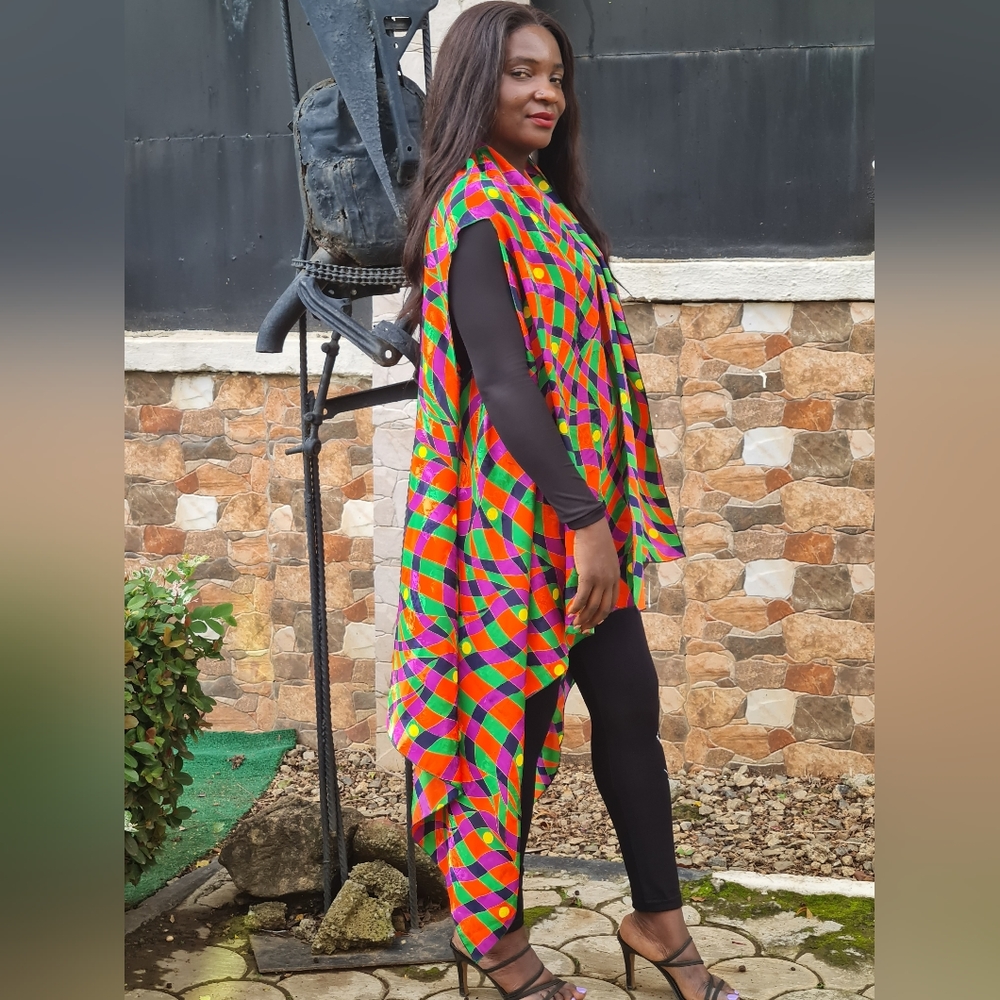 Multi color print swing Jacket